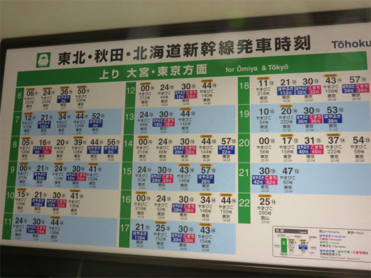 仙台駅新幹線時刻表