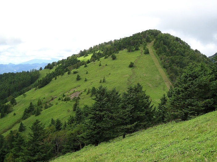 f:id:aohige0718:20180902112339j:plain 小金沢山方面から見る熊沢山
