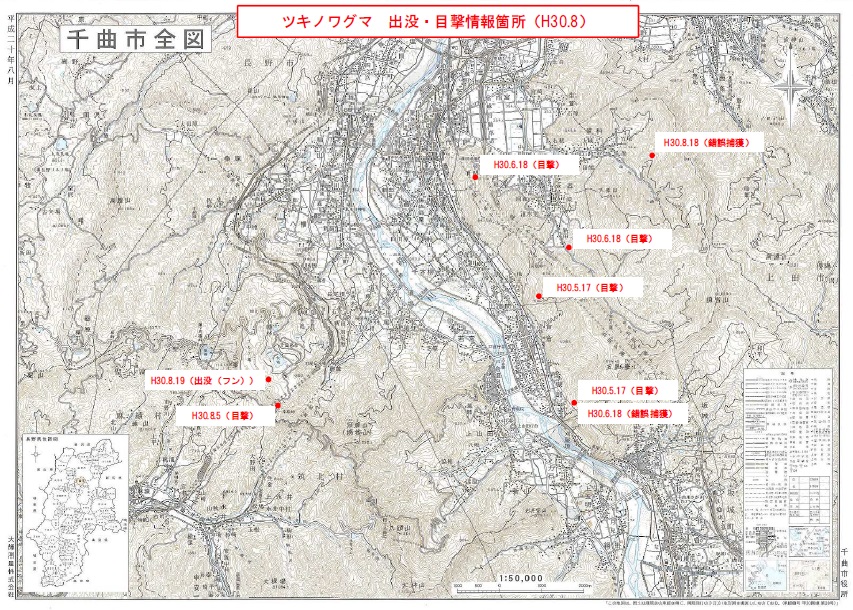 長野県千曲市のツキノワグマ出没情報