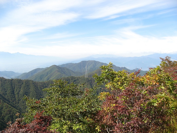 紅葉のバック大洞山