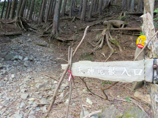 天神尾根の看板