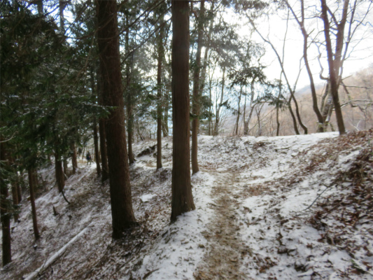 七ッ石小屋の手前から雪道
