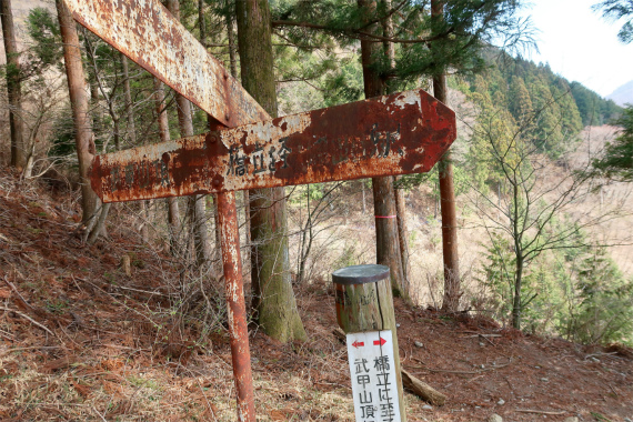 f:id:aohige0718:20190424221206j:plain 武甲山直下にある水場への分岐