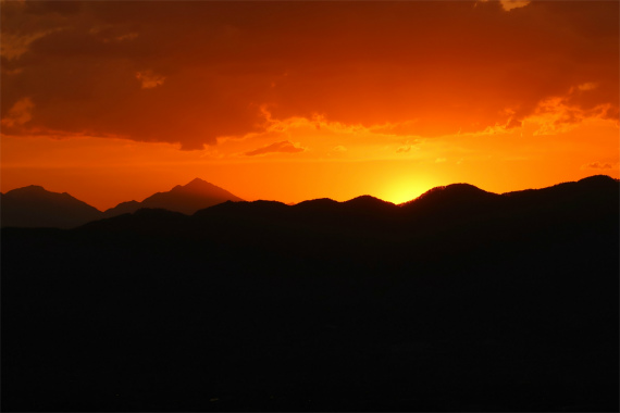 大滝山南アルプスの夕日