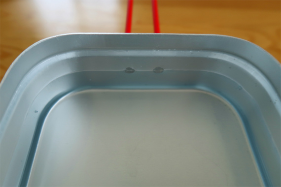 ラージメスティンで３合炊く時リベットの真ん中に水面が来るようにすれば６００ｍｌ