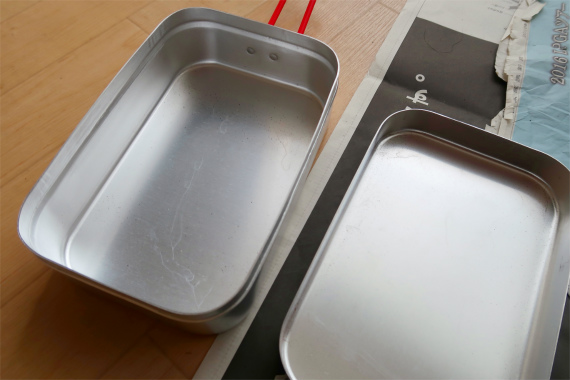 メスティンのバリの部分にサウンドペーパーをかける
