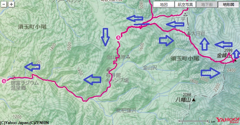 金峰山への登山ルート