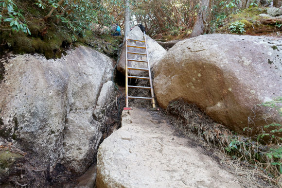 瑞牆山登山の最後梯子