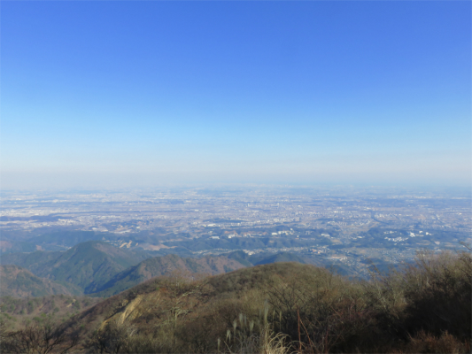 大山の山頂東京・横浜の景色