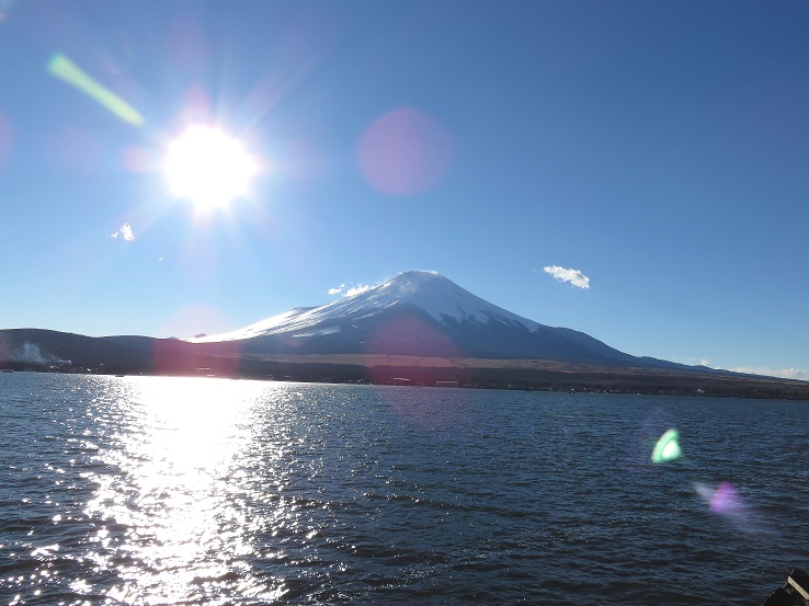 山中湖畔を散策富士山