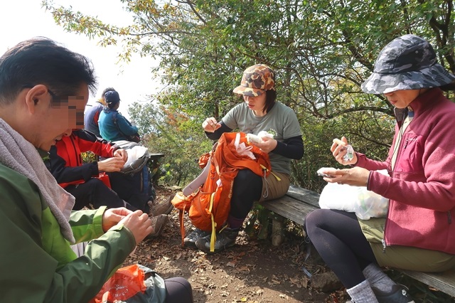 f:id:aohige0718:20191101231947j:plain 俱留尊山の山頂登山者