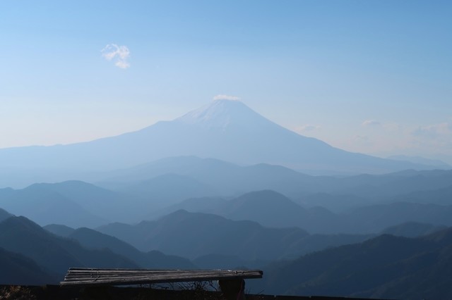 f:id:aohige0718:20191216215542j:plain 塔ノ岳山頂からの富士山の景色