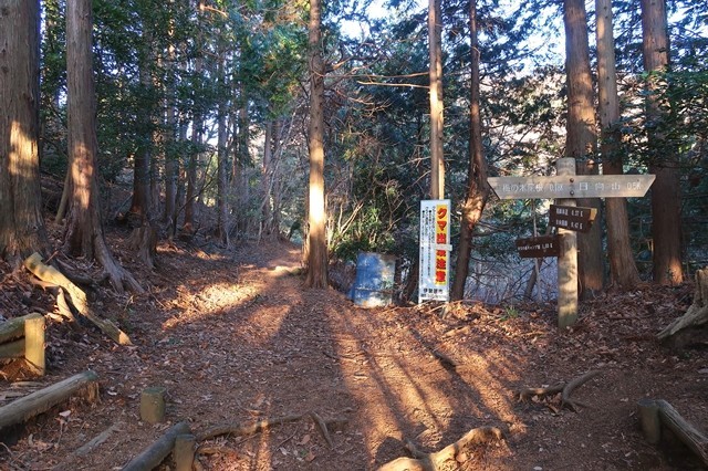 f:id:aohige0718:20200105082146j:plain 十字路右に進むと日向山、左に進むと梅ノ木尾根入口