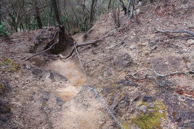 三峰山の山頂まで道が悪い