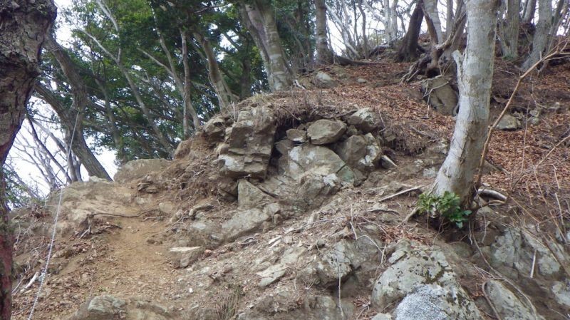 見晴広場Ｂから道が悪くルートにロープがある