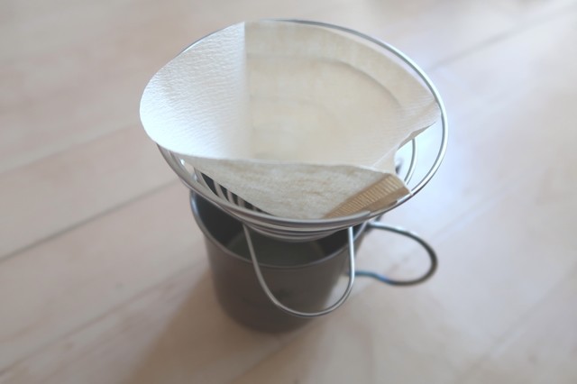 コーヒー紙フィルターをバネットにセット