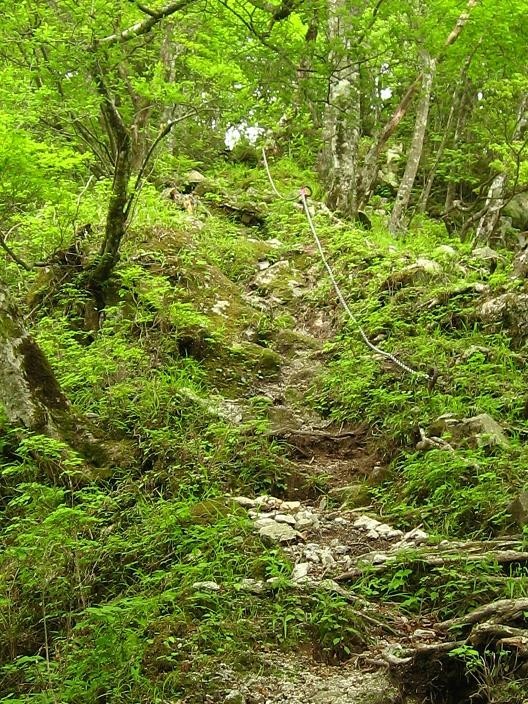 鍋割山のコース鎖場