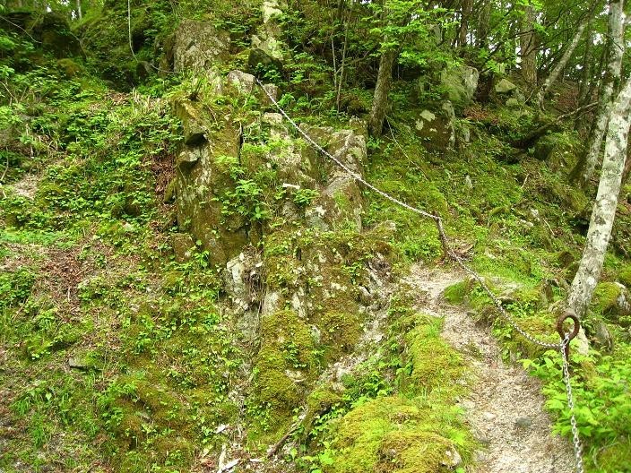 鍋割山の登山コース難路