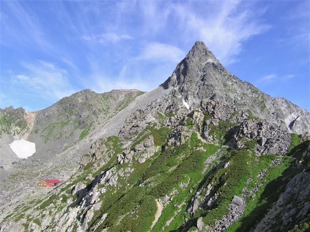 山小屋と槍ヶ岳