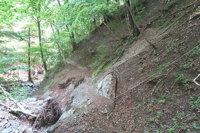 用木沢へのルートトラバース箇所