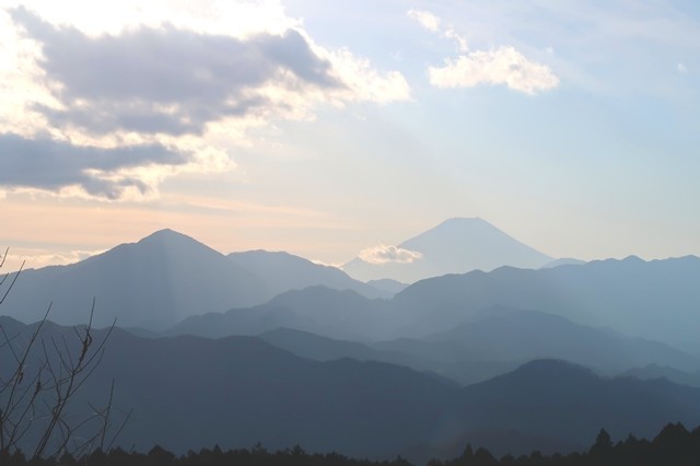 高尾山から富士山の景色