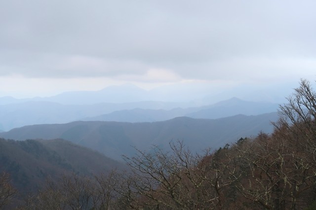 奥秩父主脈縦走路から天平尾根（でんでいろおね）と大菩薩嶺の景色