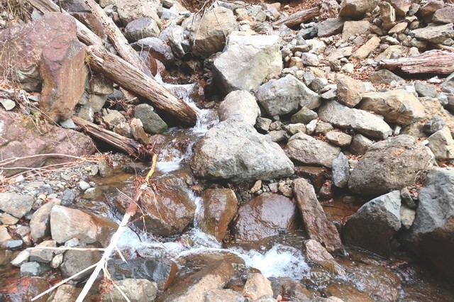 三つ峠北口登山道の渡渉箇所