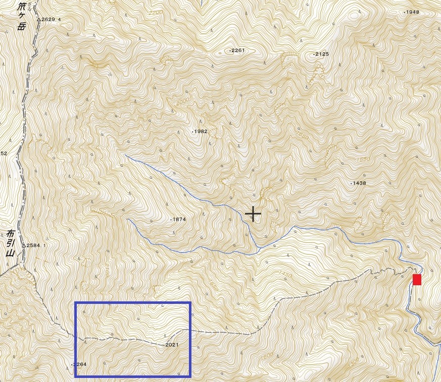 国土地理院笊ヶ岳遭難事故の場所の地図