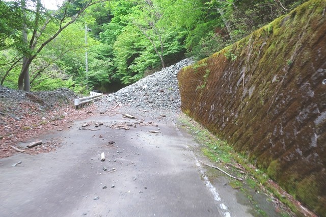 神ノ川ヒュッテから檜洞丸北尾根までの林道土砂崩れ様子