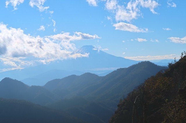 夕日の富士山の景色