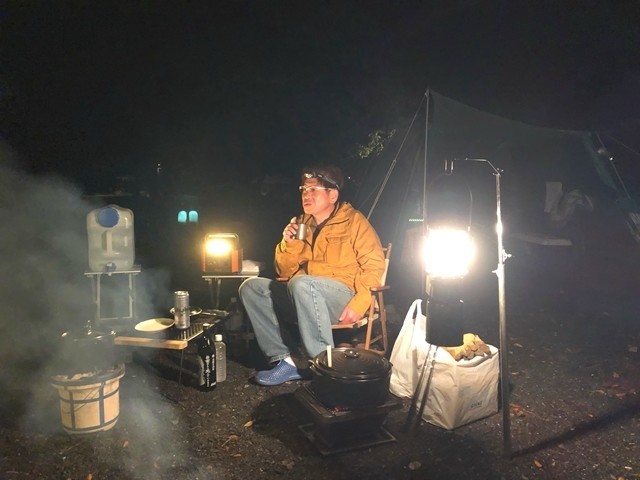 日没を迎えた梅ヶ島キャンプ場