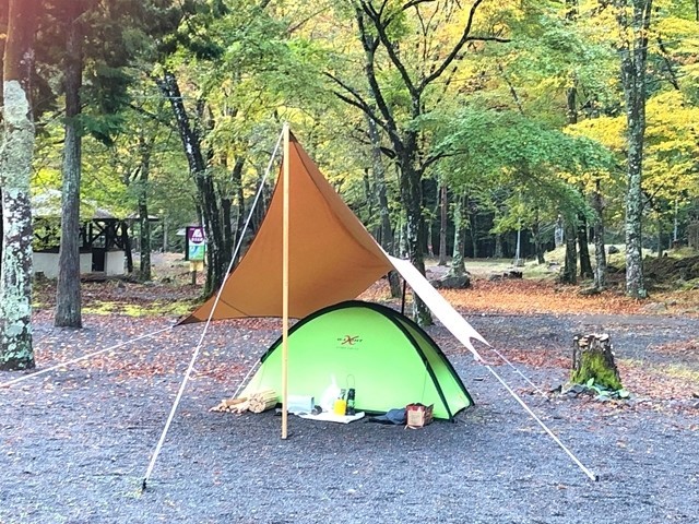 梅ヶ島キャンプ場で設営