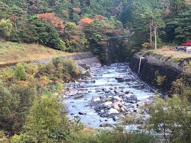 梅ヶ島キャンプ場の眼下に安倍川