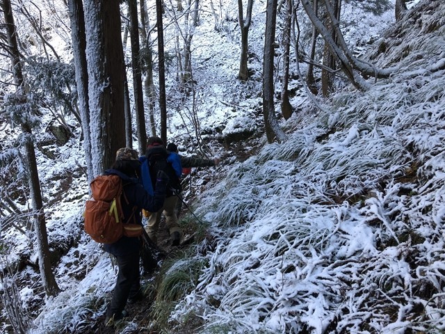 雨乞岳の登山ルート純白景色