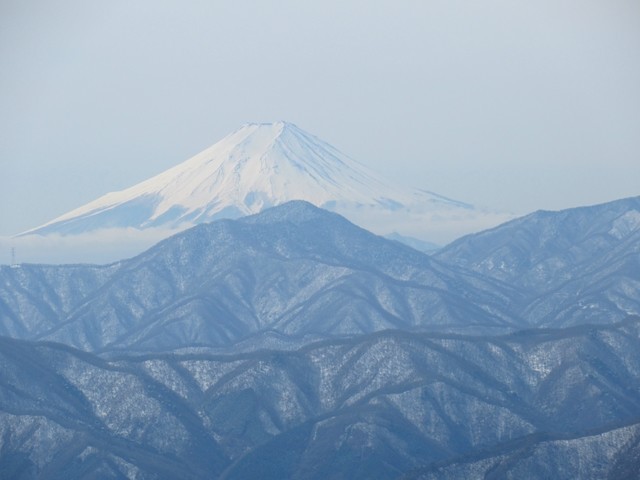 赤指山登山中の富士山の景色