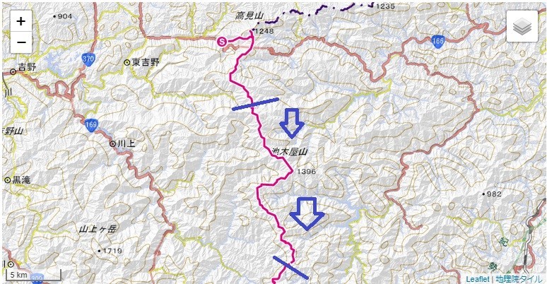 台高山脈テント泊縦走池木屋山・弥次平山峰・馬ノ鞍峰・父ヶ谷の高登山のルート標高差
