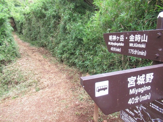 宮城野からの登山ルート分岐