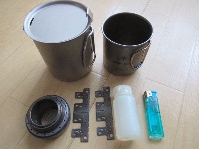 アルコールストーブのスタッキング様子