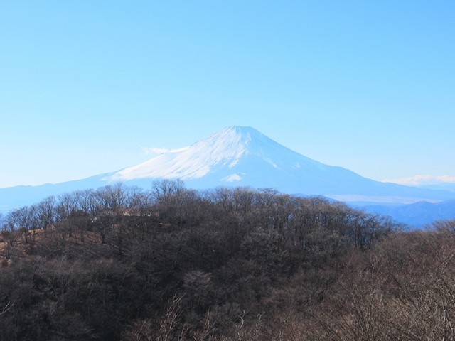 鍋割山越しに見る富士山の景色