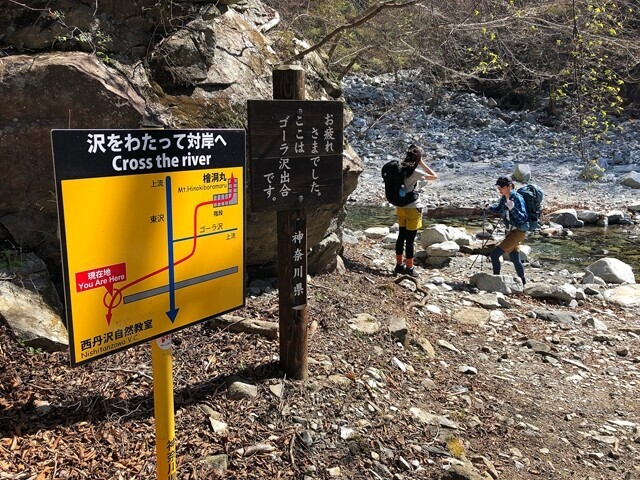 ゴーラ沢出合の渡渉地点