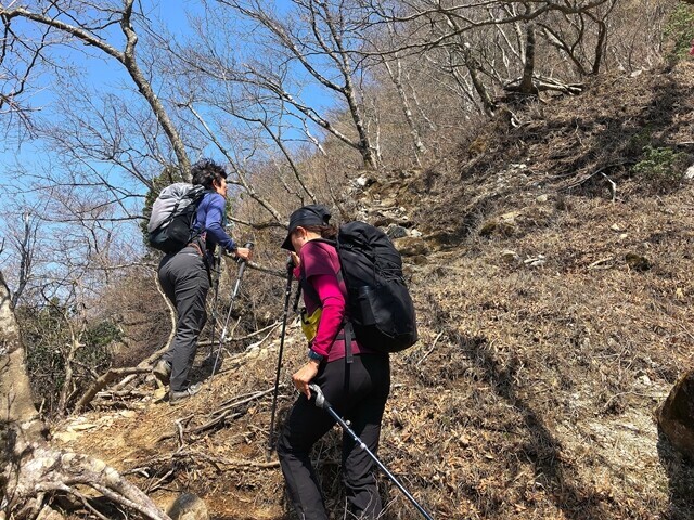 神ノ川乗越から急坂ルートの様子