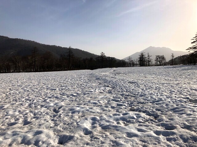 残雪期の尾瀬ヶ原景色