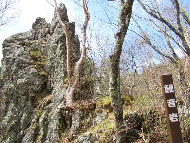 権兵衛峠登山ルートの見所である観音岩