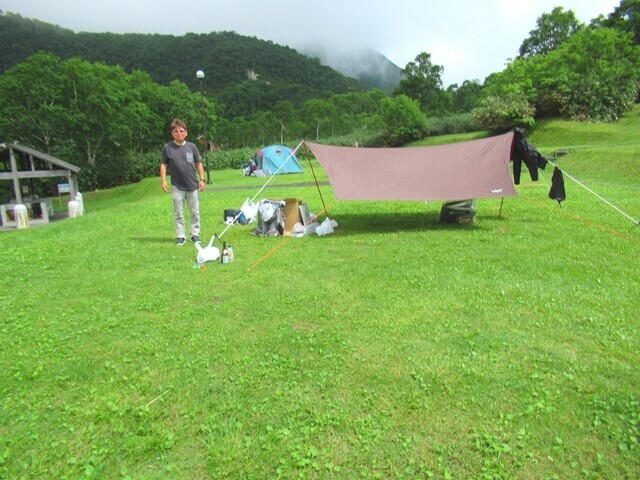 ニセコアンヌプリから五色温泉野営場へ戻ってきた様子