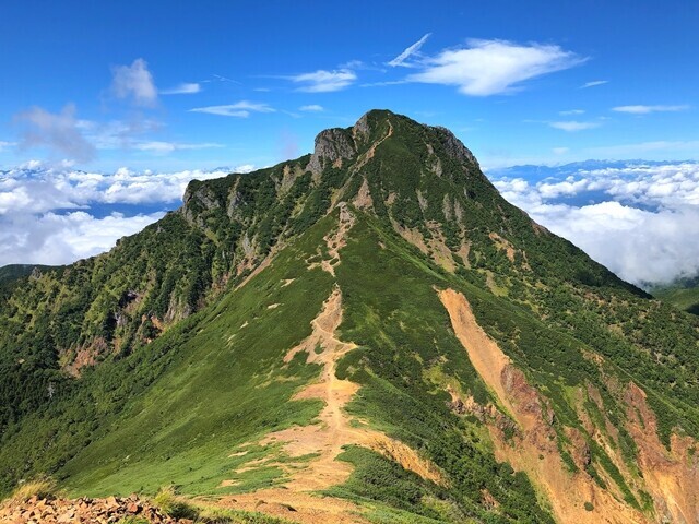 中岳の頂上から見る阿弥陀岳景色になります！