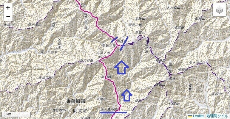 オンベ松尾根から大日岳登山と御西避難小屋テント泊の登山ルート