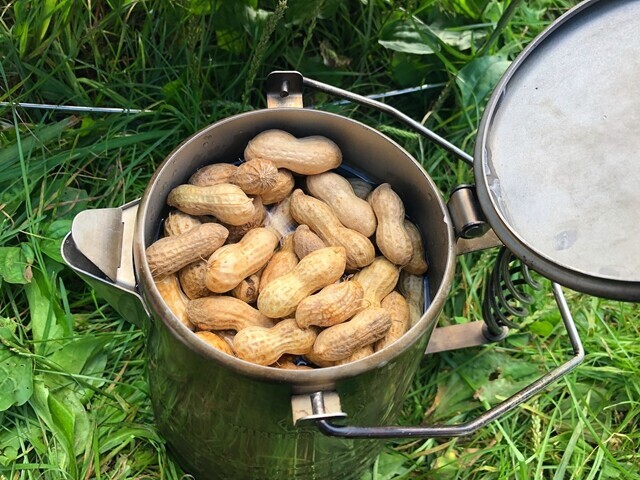 立場川キャンプ場でキャンプ飯調理の様子