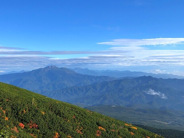 女人堂から見た乗鞍岳の景色