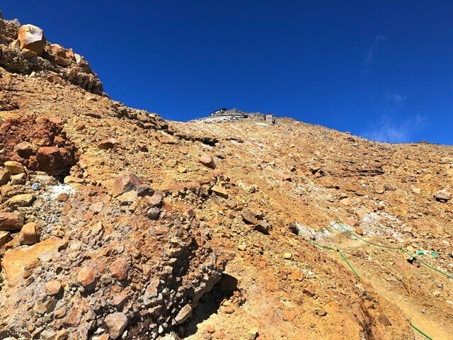 二ノ池への登山ルート落石注意