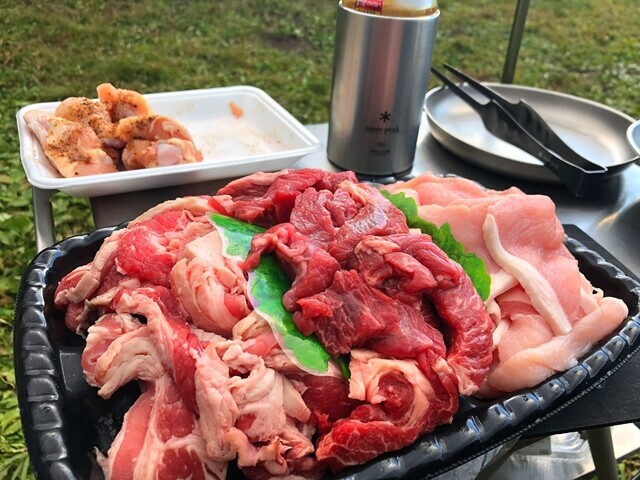 千代田湖キャンプ場で作った焼肉